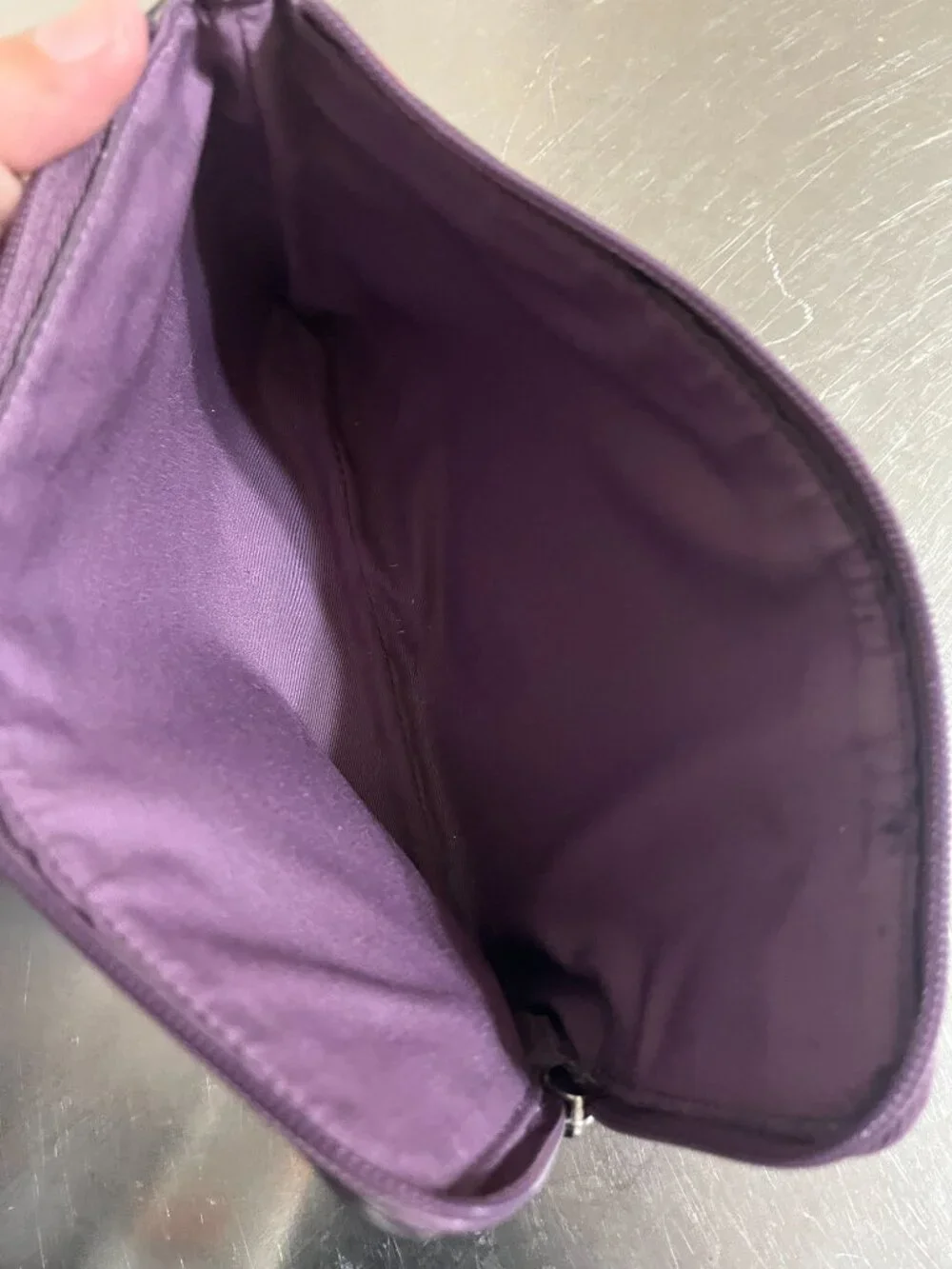 COACH Storypatch Wristlet Crossgrain Leather Purple Pouch Clutch